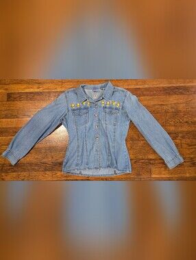 Vintage Disney Winnie the Pooh Tigger Embroidered Denim Button Up Shirt Women's